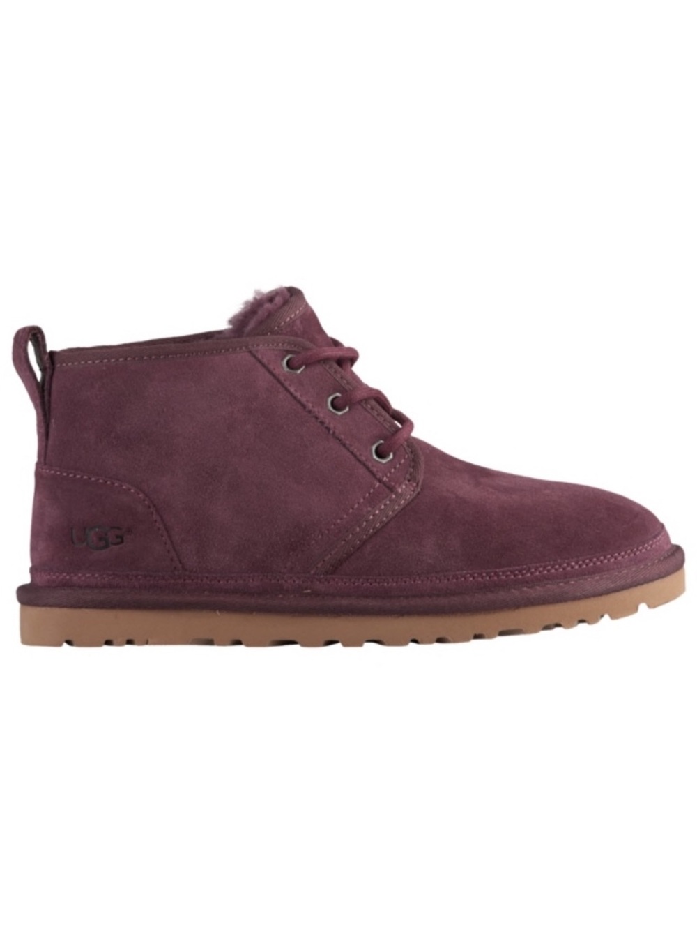 UGG Bethany Ankle Boots Lace Up Suede Sheepskin Chukka Booties Burgundy Size 8.5